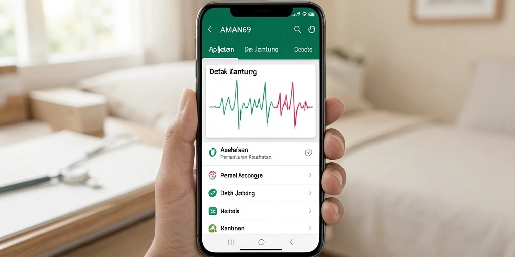 Tampilan antarmuka aplikasi AMAN69 yang user-friendly dan informatif.