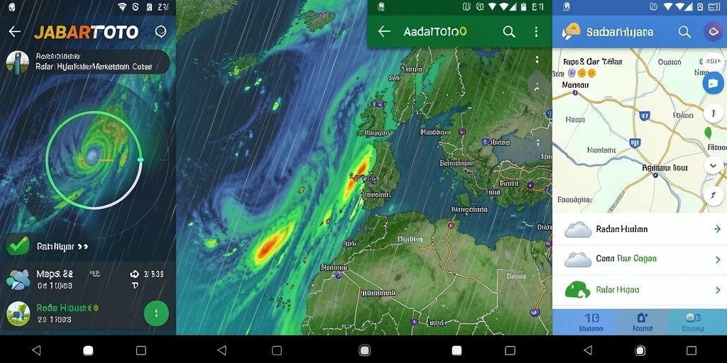 Tampilan antarmuka aplikasi Radar Hujan JABARTOTO yang informatif.