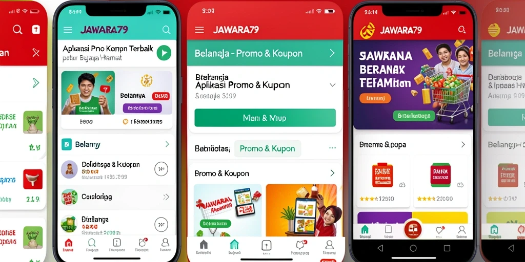 Tampilan antarmuka aplikasi Promo & Kupon JAWARA79 yang menarik.