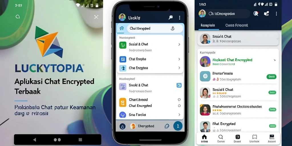 Antarmuka LUCKYTOPIA menampilkan fitur Chat Encrypted yang canggih dan sederhana.
