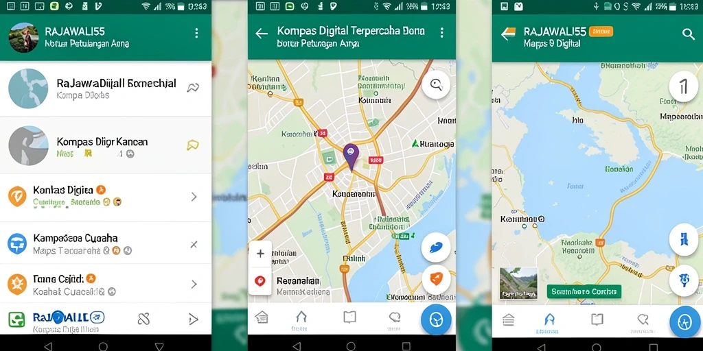 Antarmuka pengguna RAJAWALI55 menampilkan kompas digital yang jelas dan fungsional.