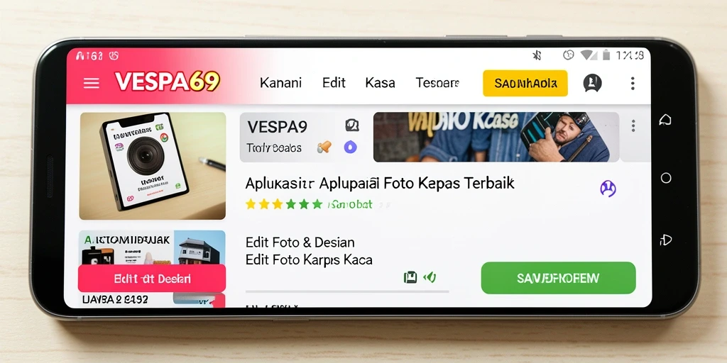 Antarmuka VESPA69 dengan fitur Edit Foto Kertas Kaca yang menarik.